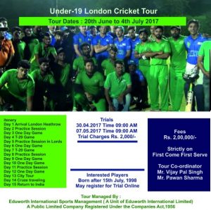 Details for the Under 19 London Cricket Tour