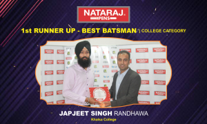 College Category Best Batsman Award – 1st Runner Up – Japjeet Singh Randhawa From Khalsa College
