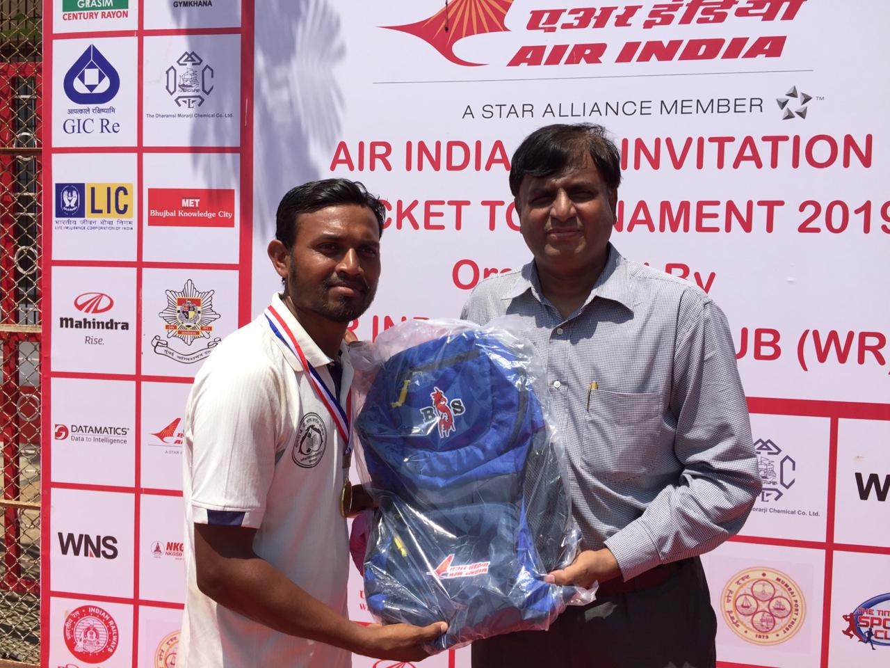 Hitesh Patel From Western Railway Traffic Sport Club Team Man of the Match 38 runs in 25 balls (1 Fours and 3 Sixes) against Times Shield Sports Club Team