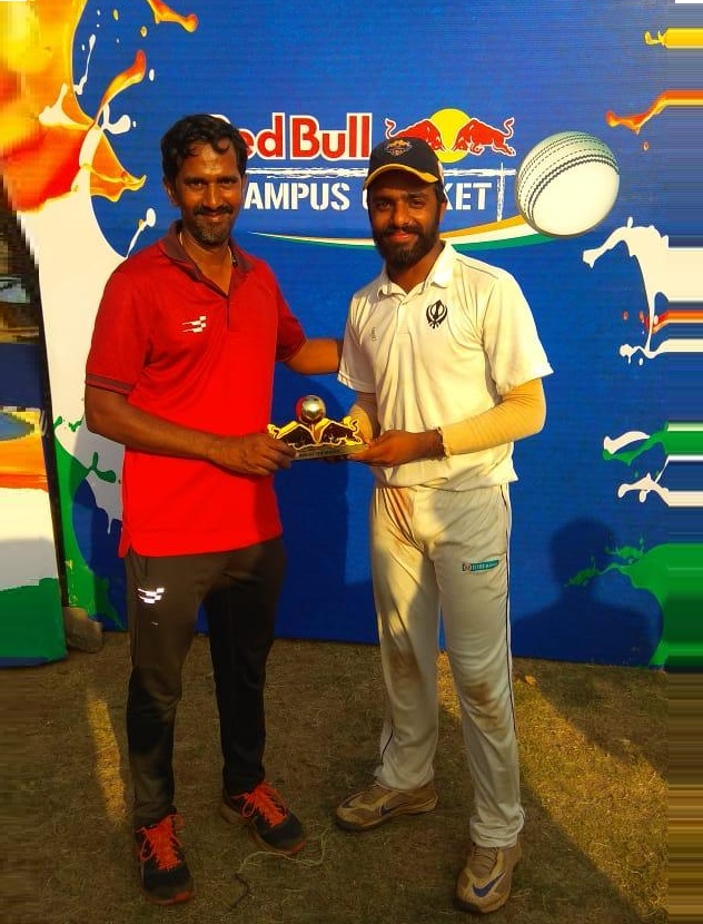 Bhavya Taneja From GN Khalsa College Team Man of the Match score 32 runs not out against 33 balls (5 Fours) and took 2 Wkts against Ruparel College Team