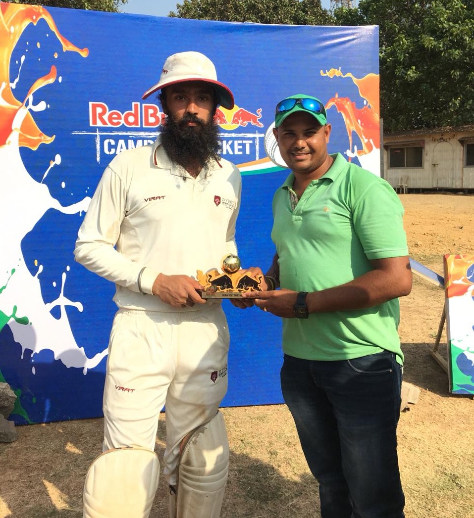 Japjeet Singh Randhawa From GN Khalsa College Team Man of the Match Score 100 runs not out in 64 balls (11 Fours and 4 sixes) against RA Podar College Team