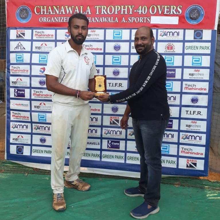 Man of the match - Daiwat Rane from Express Marketing Team score 116 runs in 106 balls (15 fours) against Akumentis Team in Chanawala Challengers T-40 Trophy 2019-20