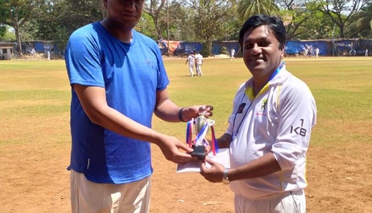 Man of the Match Kishore Bansode From Godrej Team took 4 Wkts against BLOOMBERGQUINT Team in MILAN CORPORATE LEAGUE T20-20-PINK BALL 2019-20