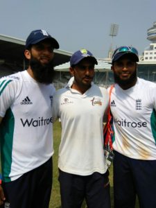 Vikrant Gupta with Moeen Ali and Rashid Khan